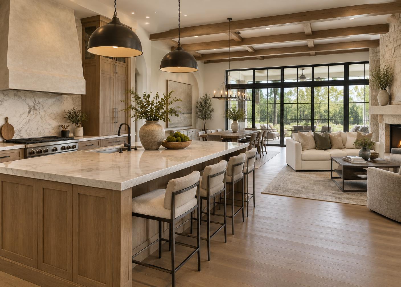 Completed luxury kitchen and living room remodel