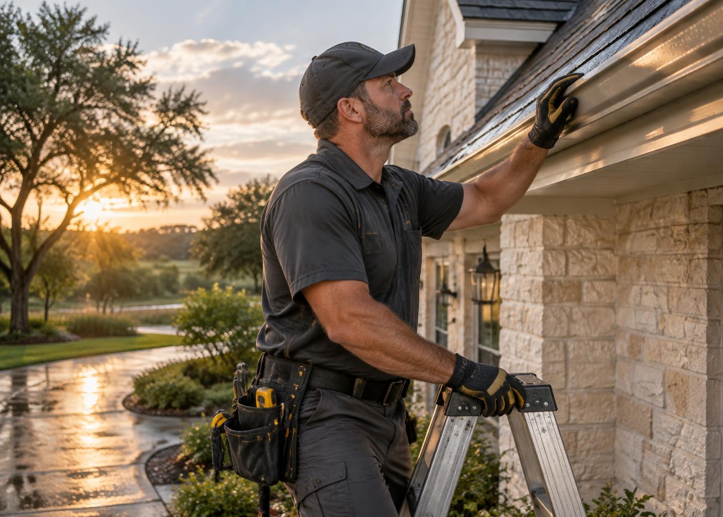 Professional inspecting a Houston home after storm damage